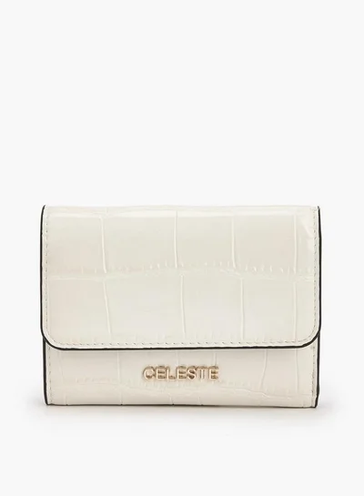 سيليست Textured Wallet with Button Closure